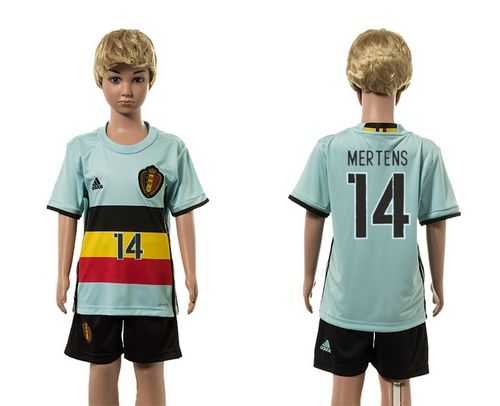 Belgium #14 Mertens Away Kid Soccer Country Jersey