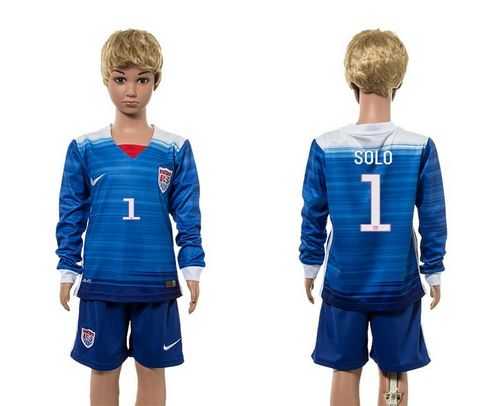 USA #1 Solo Away Long Sleeves Kid Soccer Country Jersey
