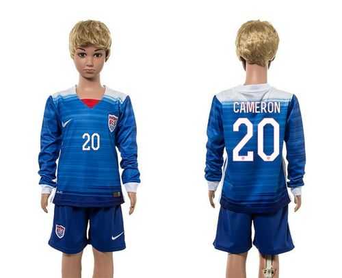 USA #20 Cameron Away Long Sleeves Kid Soccer Country Jersey