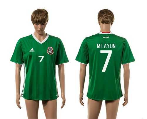 Mexico #7 M.Layun Green Home Soccer Country Jersey