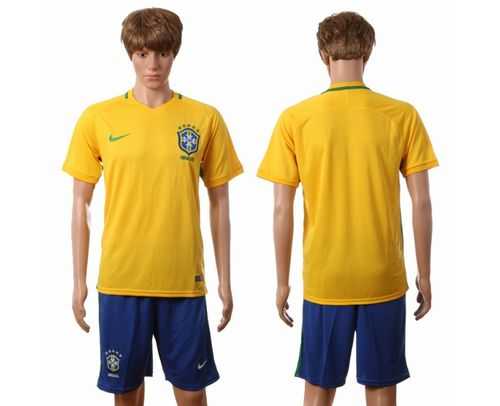 Brazil Blank Home Soccer Country Jersey