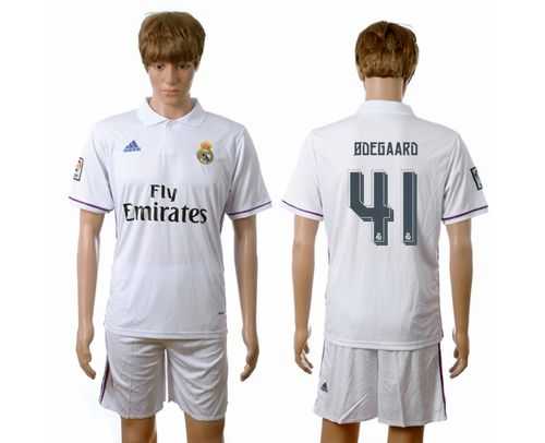 Real Madrid #41 Odegaard White Home Soccer Club Jersey