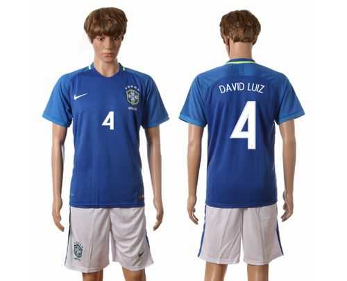 Brazil #4 David Luiz Away Soccer Country Jersey