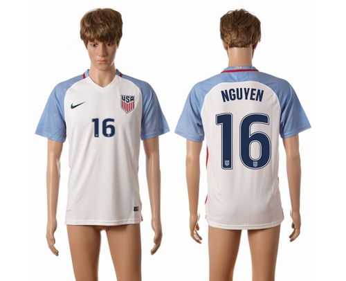 USA #16 Nguyen Home Soccer Country Jersey