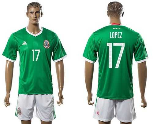 Mexico #17 Lopez Green Home Soccer Country Jersey
