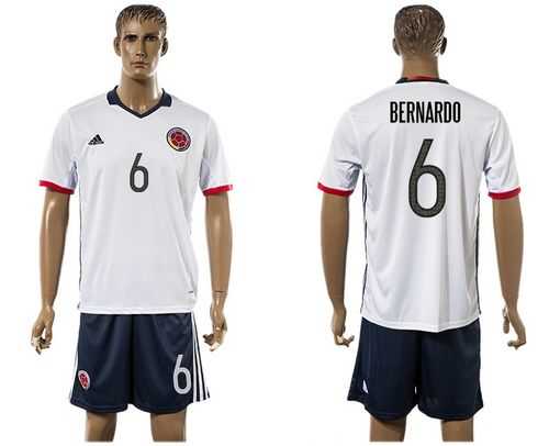 Colombia #6 Bernardo Away Soccer Country Jersey