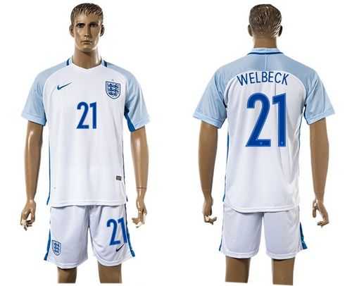 England #21 Welbeck Home Soccer Country Jersey