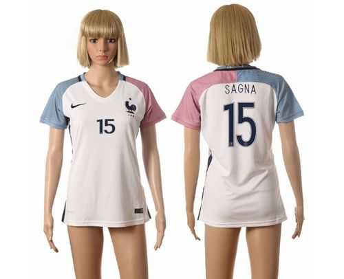 Women's France #15 Sagna Away Away Soccer Country Jersey