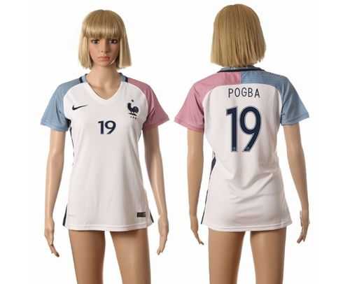 Women's France #19 Pogba Away Away Soccer Country Jersey