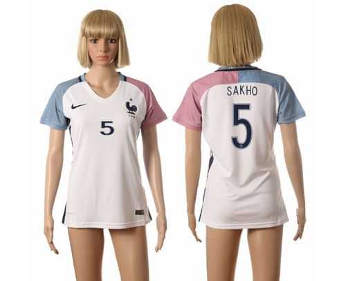 Women's France #5 Sakho Away Away Soccer Country Jersey