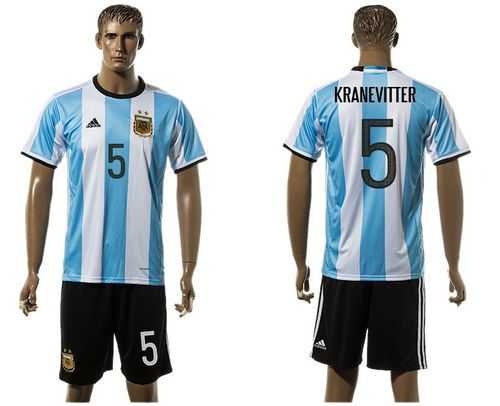 Argentina #5 Kranevitter Home Soccer Country Jersey