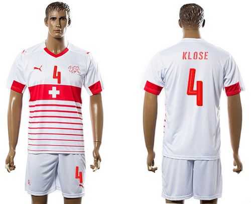 Switzerland #4 Klose Away Soccer Country Jersey