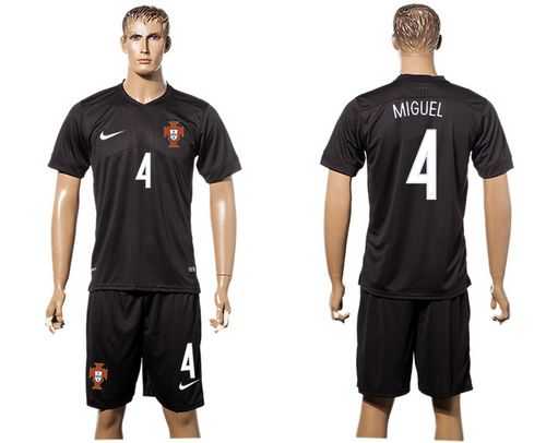 Portugal #4 Miguel SEC Away Soccer Country Jersey