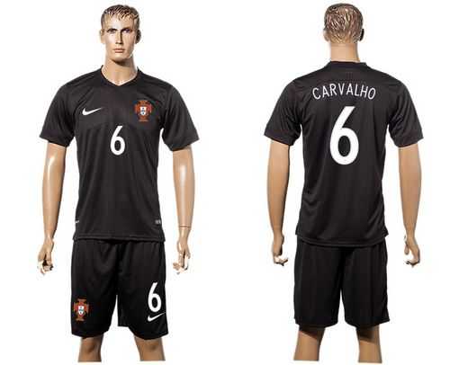 Portugal #6 Carvalho SEC Away Soccer Country Jersey