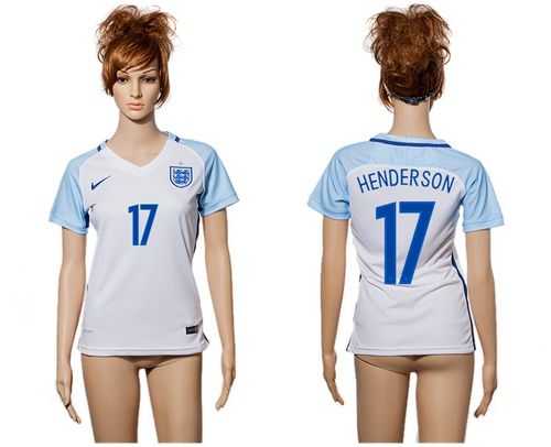 Women's England #17 Henderson Home Soccer Country Jersey