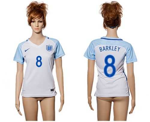 Women's England #8 Barkley Home Soccer Country Jersey