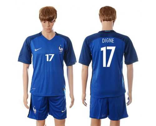 France #17 Digne Blue Soccer Country Jersey