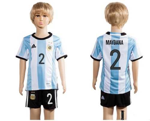Argentina #2 Maydana Home Kid Soccer Country Jersey