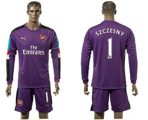 Arsenal #1 Szczesny Purple Goalkeeper Long Sleeves Soccer Club Jersey