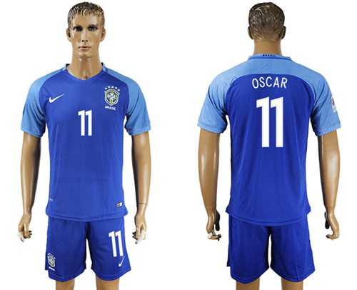 Brazil #11 Oscar Blue Soccer Country Jersey