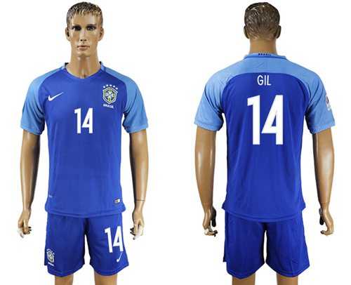 Brazil #14 GIL Blue Soccer Country Jersey