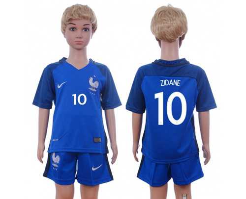 France #10 Zidane Home Kid Soccer Country Jersey