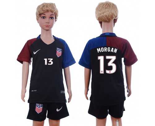 USA #13 Morgan Away Kid Soccer Country Jersey