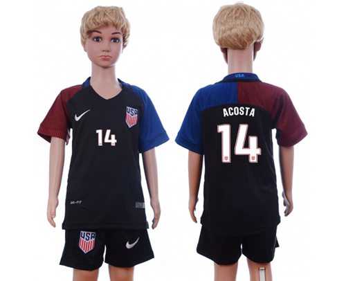 USA #14 Acosta Away Kid Soccer Country Jersey