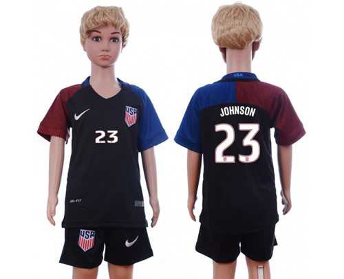 USA #23 Johnson Away Kid Soccer Country Jersey