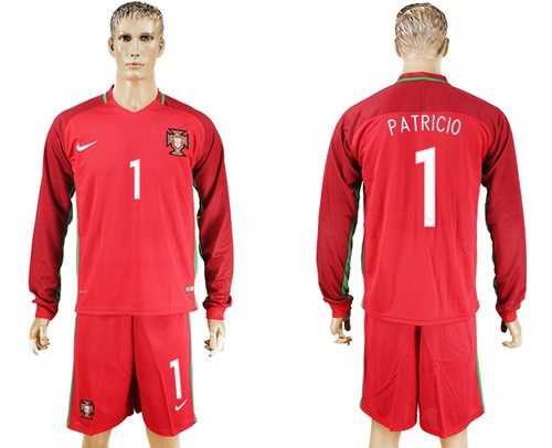 Portugal #1 Patricio Home Long Sleeves Soccer Country Jersey