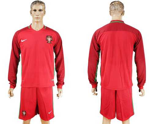 Portugal Blank Home Long Sleeves Soccer Country Jersey