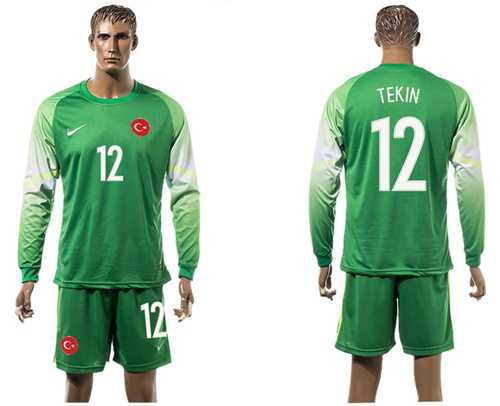 Turkey #12 Tekin Green Goalkeeper Long Sleeves Soccer Country Jersey