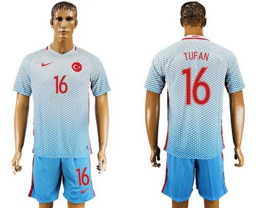 Turkey #16 Tufan Away Soccer Country Jersey