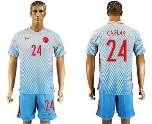 Turkey #24 Caglar Away Soccer Country Jersey