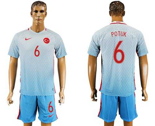 Turkey #6 Potuk Away Soccer Country Jersey