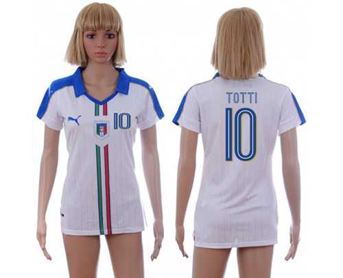 Women's Italy #10 Totti Away Soccer Country Jersey