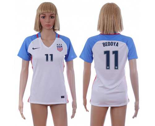 Women's USA #11 Bedoya Home Soccer Country Jersey