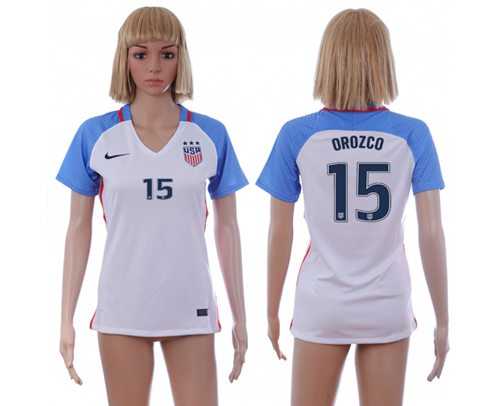 Women's USA #15 Orozco Home Soccer Country Jersey