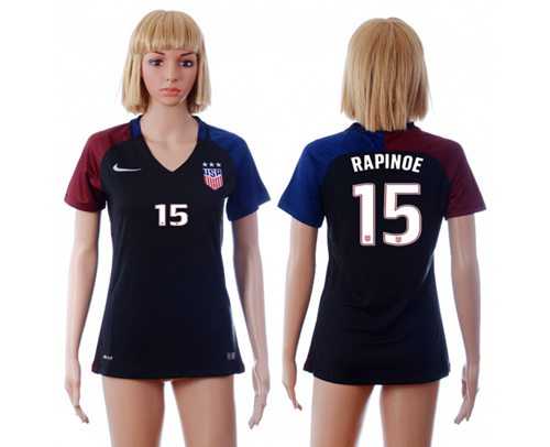 Women's USA #15 Rapinoe Away Soccer Country Jersey