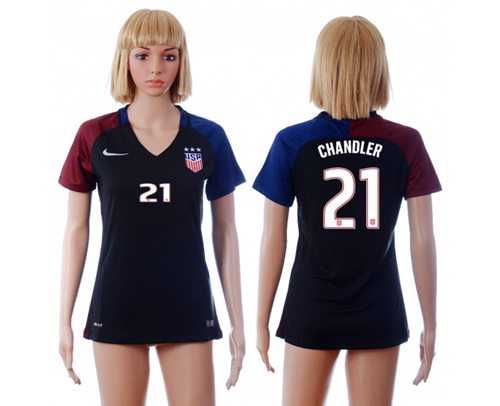 Women's USA #21 Chandler Away Soccer Country Jersey