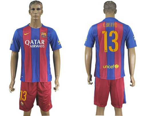 Barcelona #13 C.Bravo Home Soccer Club Jersey