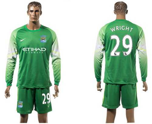 Manchester City #29 Wright Green Goalkeeper Long Sleeves Soccer Club Jersey