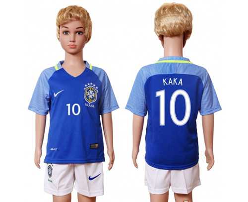 Brazil #10 Kaka Away Kid Soccer Country Jersey