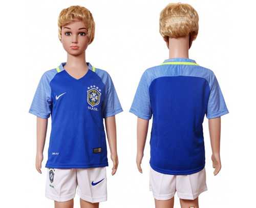 Brazil Blank Away Kid Soccer Country Jersey