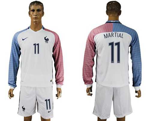 France #11 Martial Away Long Sleeves Soccer Country Jersey