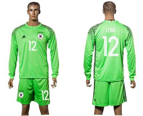 Germany #12 Leno Green Goalkeeper Long Sleeves Soccer Country Jersey