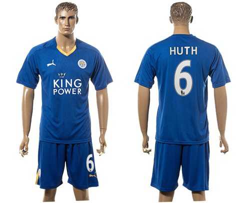 Leicester City #6 Huth Home Soccer Club Jersey