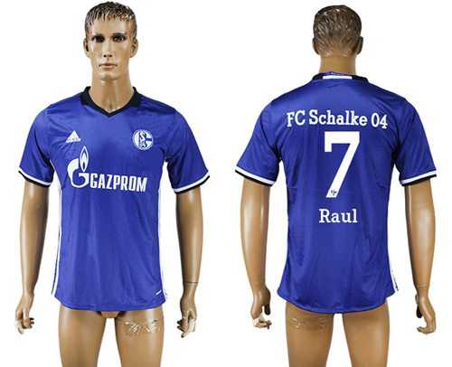 Schalke 04 #7 Raul Blue Home Soccer Club Jersey