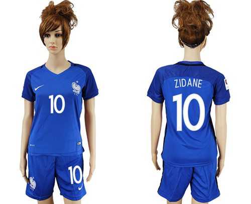 Women's France #10 Zidane Home Soccer Country Jersey