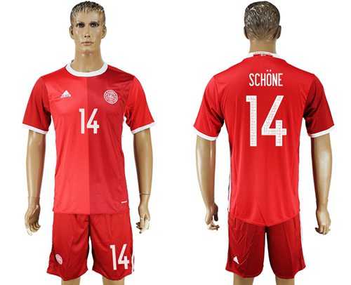 Danmark #14 Schone Red Home Soccer Country Jersey